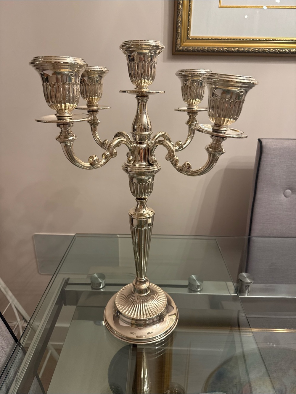 Vintage Silver Five-Arm Candelabra